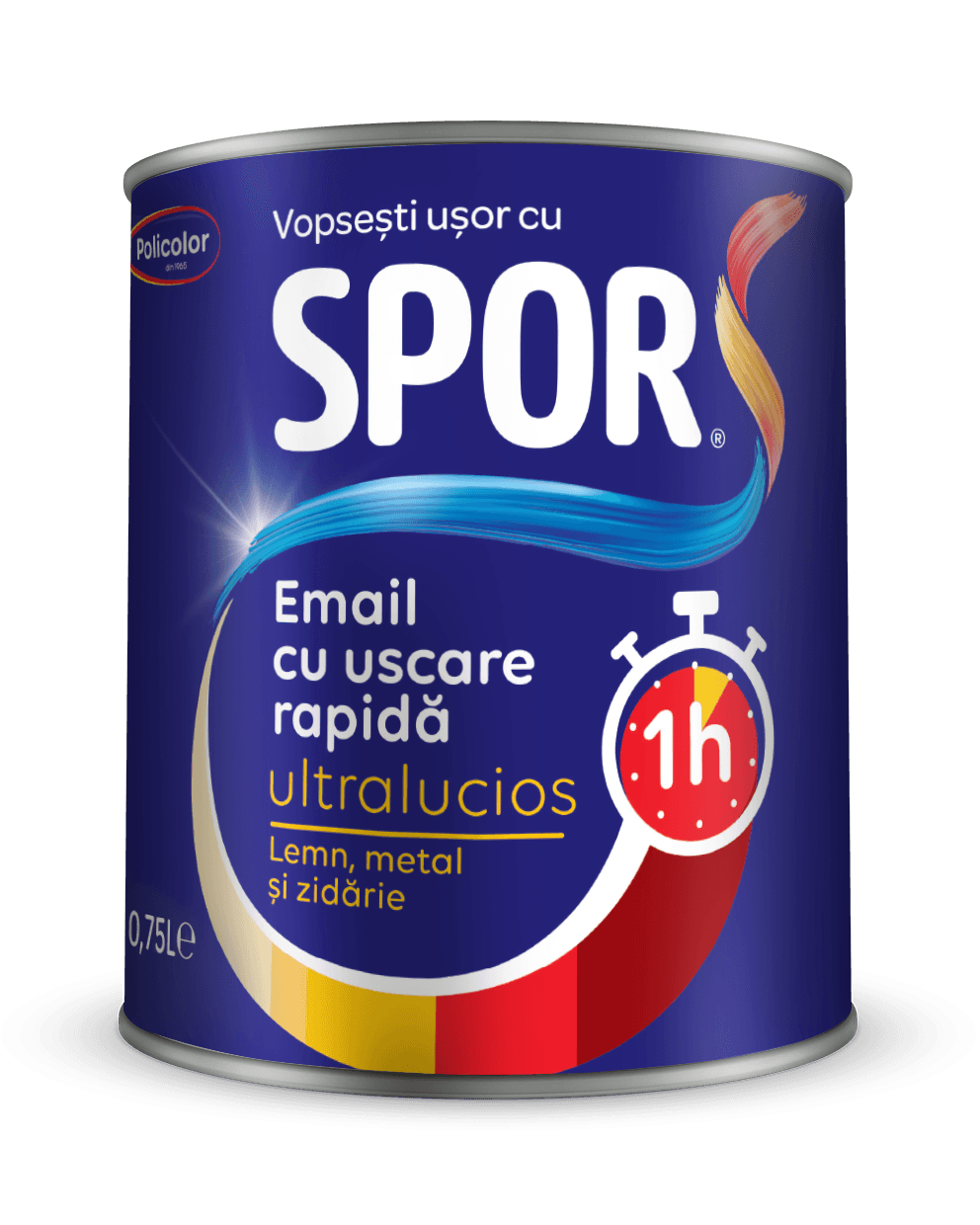 SPOR Email 0.75l GRI CENUSIU, ultralucios cu uscare rapida 1h pe baza de solvent