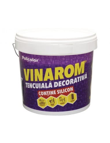 VINAROM R15 TRANSPARENT 25kg 8-9m2, tencuiala decorativa cu Silicon Scoarta de copac