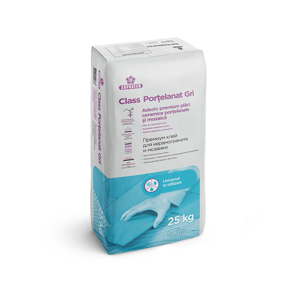 Adeziv gresie/faianta CLASS PORTELANAT gri 25 kg