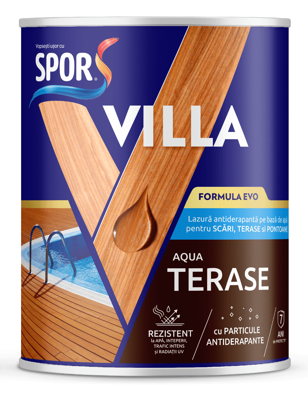 SPOR Villa Aqua TERASE 2.5l, lac incolor antiderapant pentru terase 